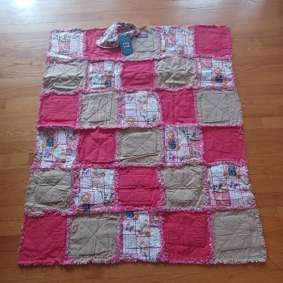 Handmade Reversible Quilted Rag Patchwork Blanket Bedding Play Mat Bear Pattern - Picture 8 of 10